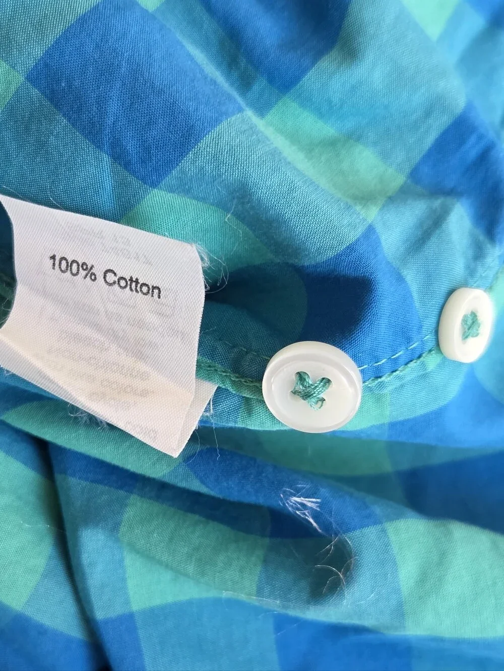 J.CREW Men's Lightweight Check Button-Down Short Sleeve Shirt Blue/Green Size-S